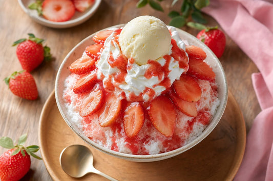 Korean Strawberry Bingsu with cream whipper whipped cream